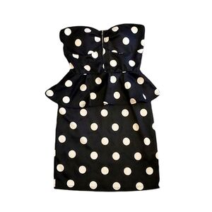 NWT - Agaci MD Retro Polka Dot Peplum Strapless Bodycon Cocktail Dress